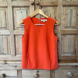 Elizabeth and James Orange Sleeveless Blouse‎ Zip Back Autumn Tank Top Size XS